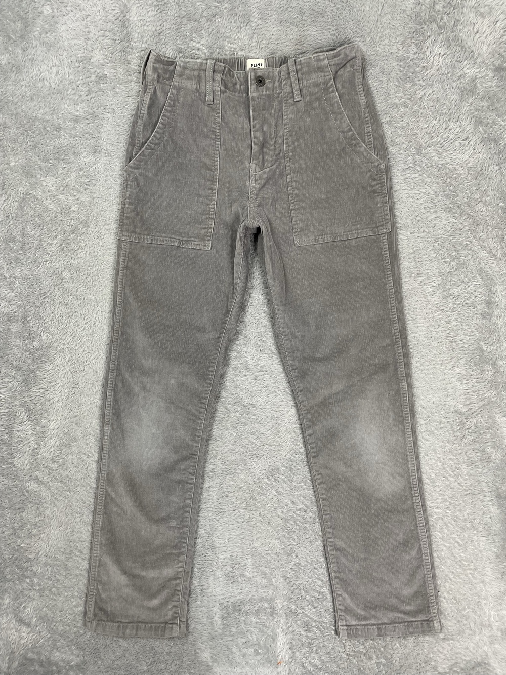 Flint And Tinder Chino Pants Mens 28x30 Gray Slim Fit Corduroy Elastic Waist